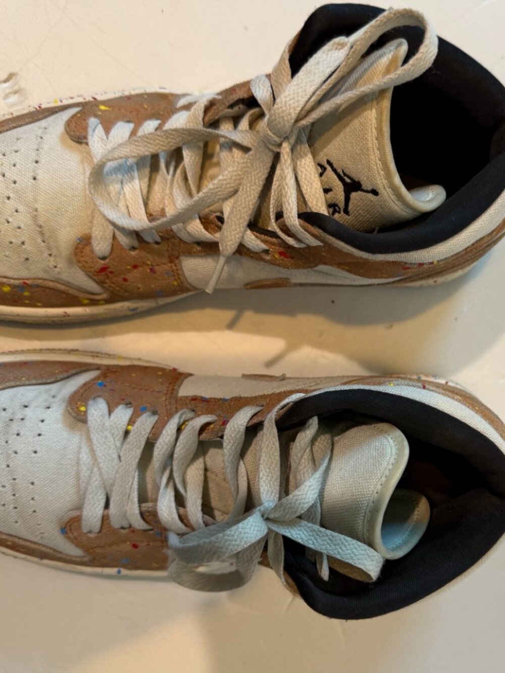 Nike Air Jordan 1 SE Mid Brushstroke Paint Splatter DA8005-100 Men Size 8.5 RARE - Picture 10 of 11